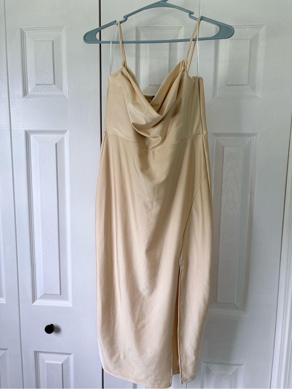 Windsor Light Yellow Cowl Neck Mini Slip Dress